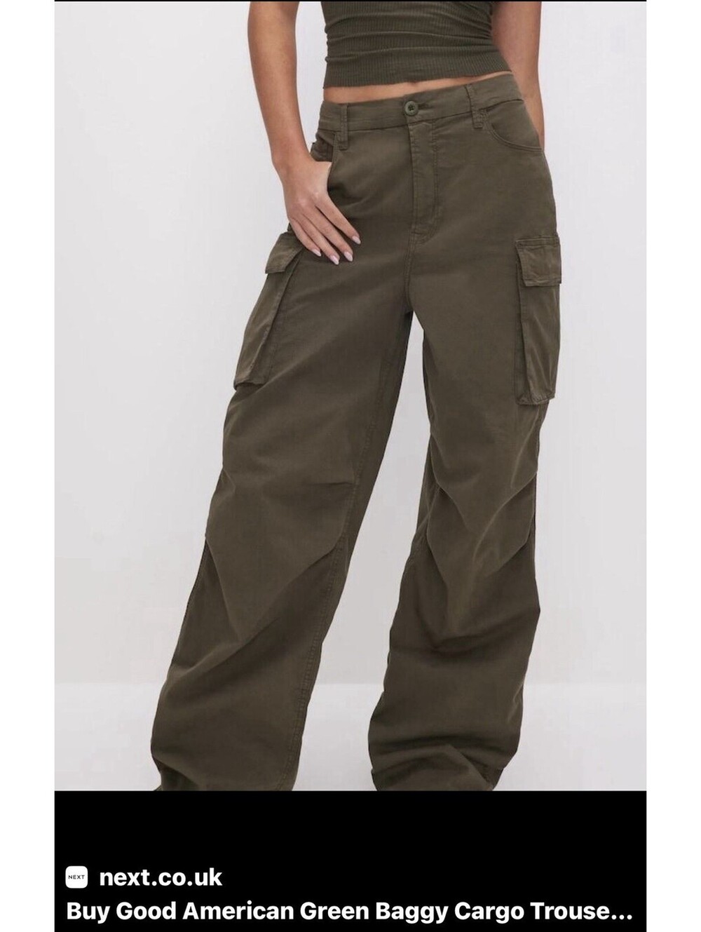 Good American Cargo Pants Womens 4 27 Green High Rise Stretch Utility Pockets